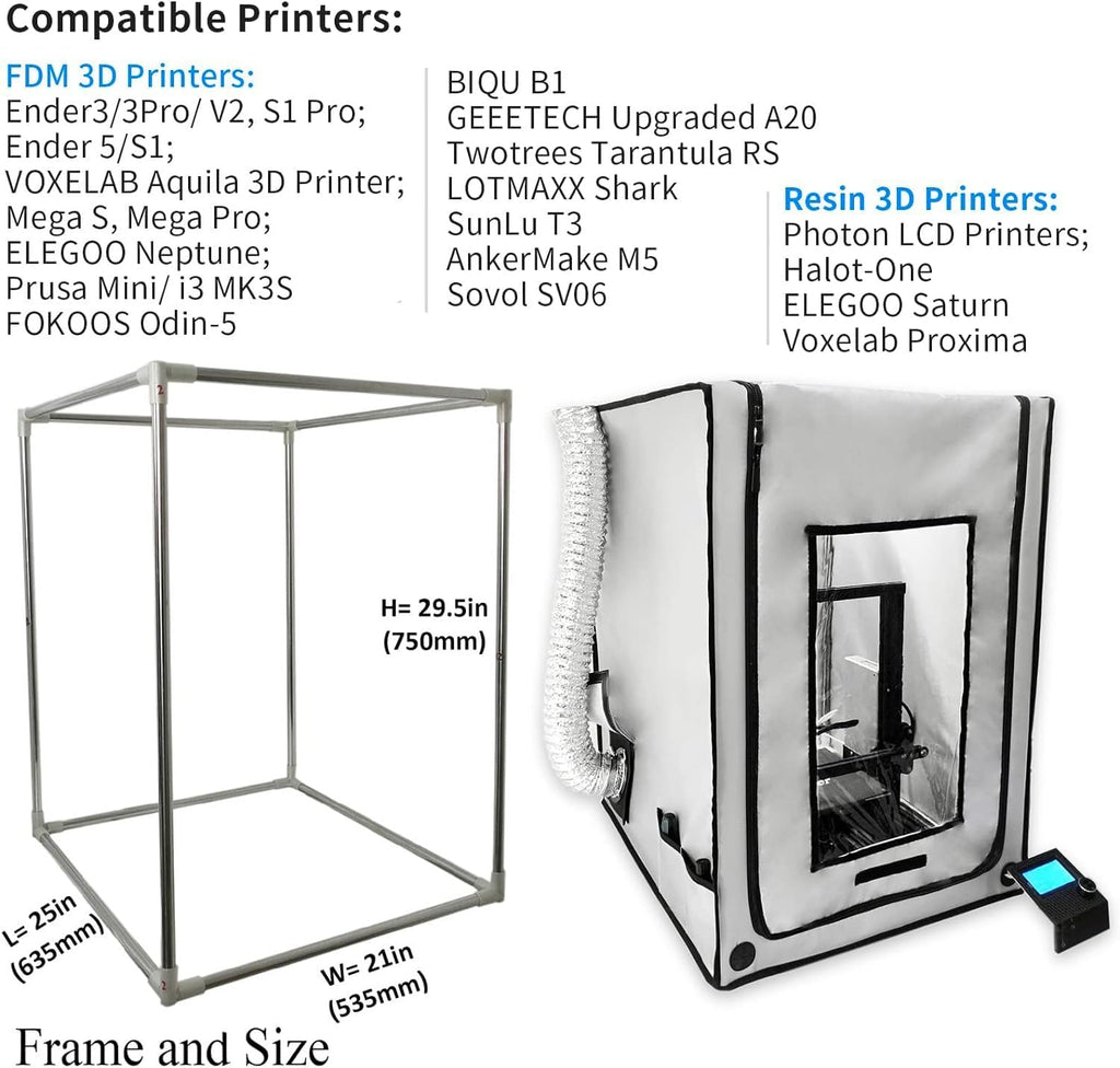 3-in-1 Multifunctional 3D Printer Enclosure Laser Engraver Eye Protective Shield Cover Resin 3D Printer Fireproof