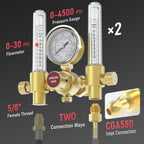 YESWELDER Dual Output Argon Regulator Flow Meter