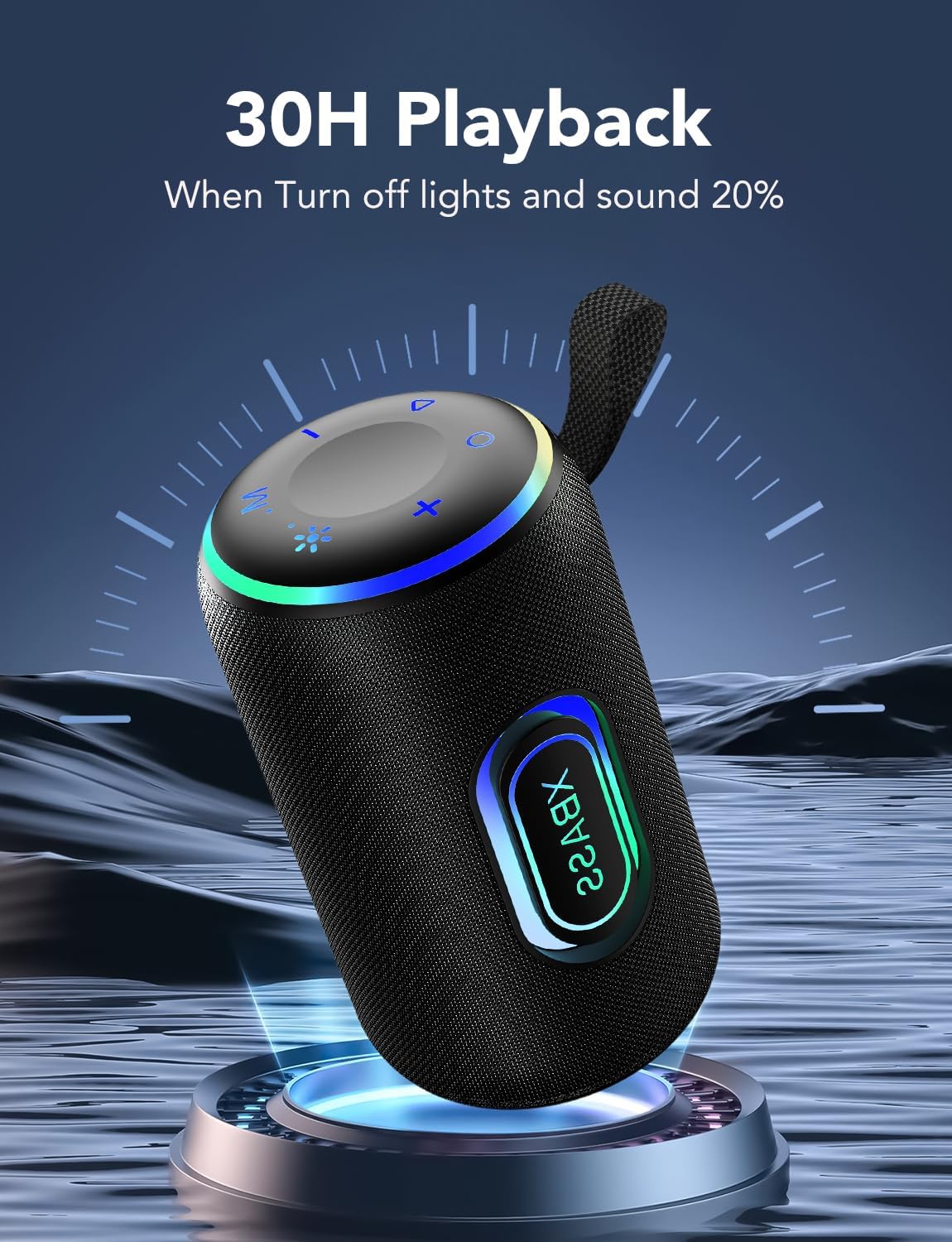 Portable Bluetooth Speaker, Bluetooth 5.4 Speaker, 30W Dual Speaker, 2.0 Channel, Deep Bass, 30H Playtime, Colorful