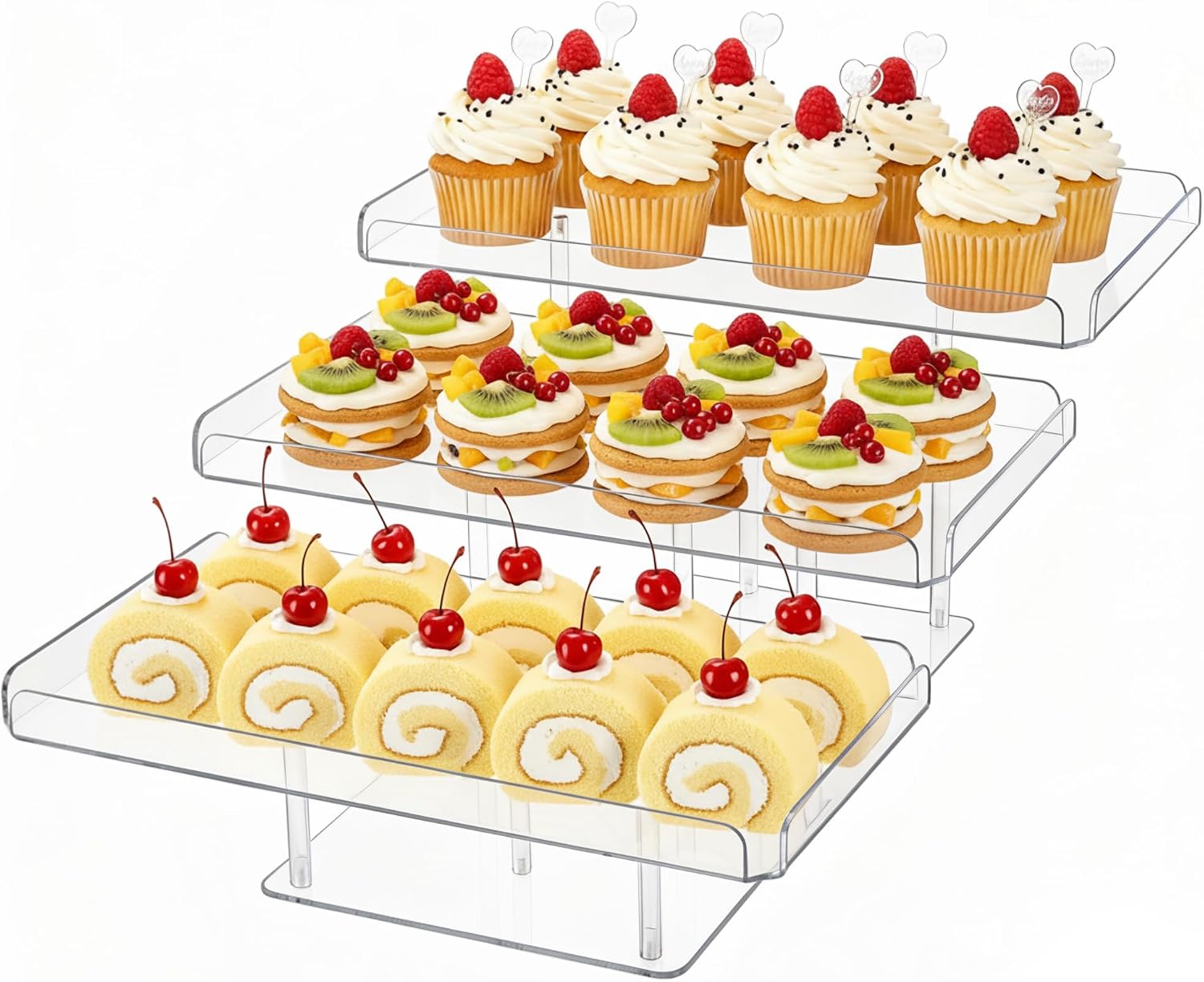 Clear Cupcake Stand, 3 Tiered Acrylic Dessert Table Display Set