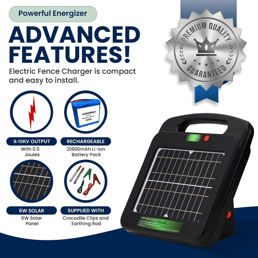 Solar Power Electric Fence Energizer Charger 0.5 Joules