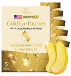 24K Gold Under Eye Patches for Puffy Eyes, Dark Circles 5 Pairs