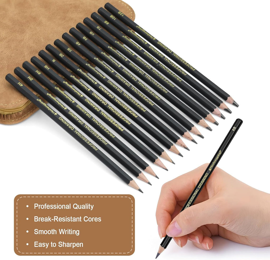 Sketching and Drawing Pencils Set 26pcs, Art Supplies Drawing pencil Kit,Graphite Charcoal Professional Pencils Set
