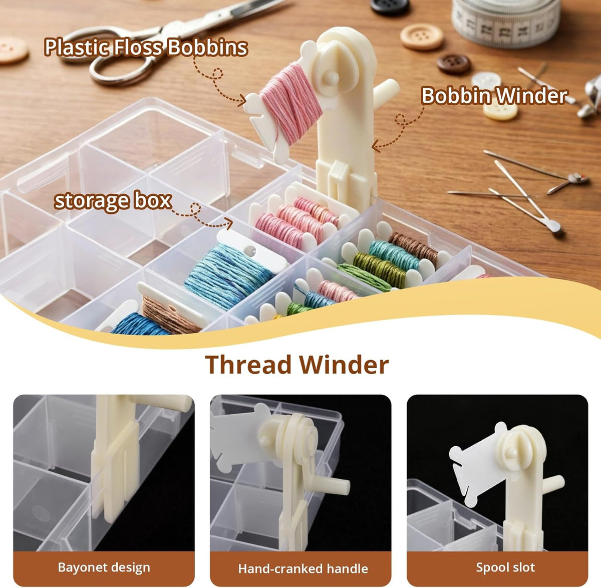 Embroidery Floss Organizer, Cross Stitch Thread Storage Box with Removable 14 Compartments Embroidery Thread