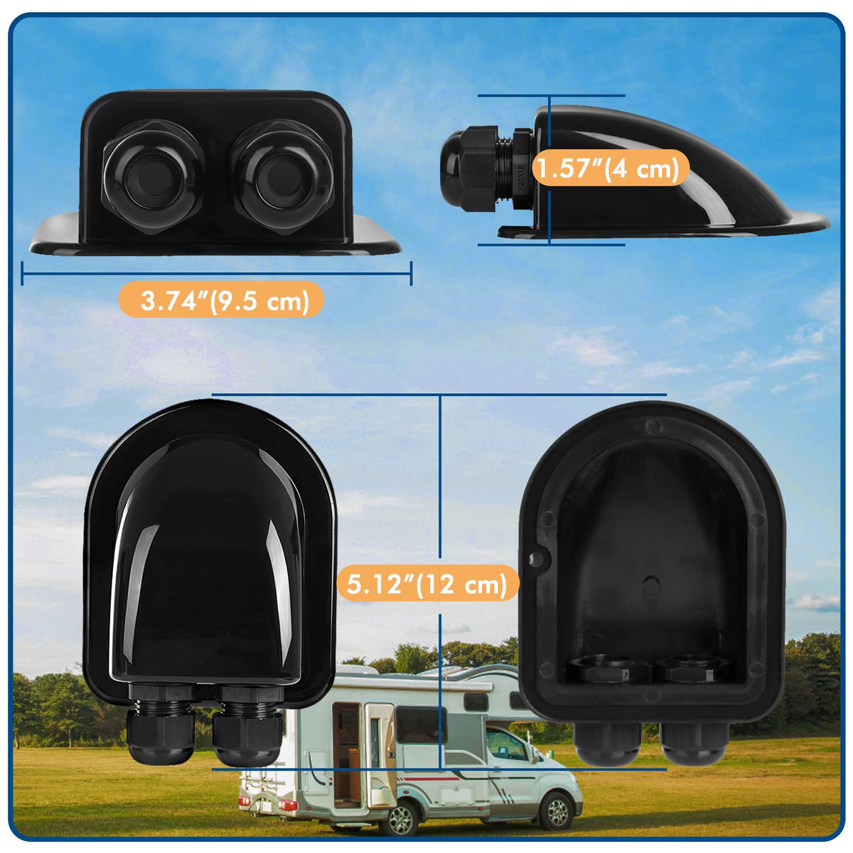 RESTMO 2 Pack IP68 Waterproof Solar Cable Entry Gland