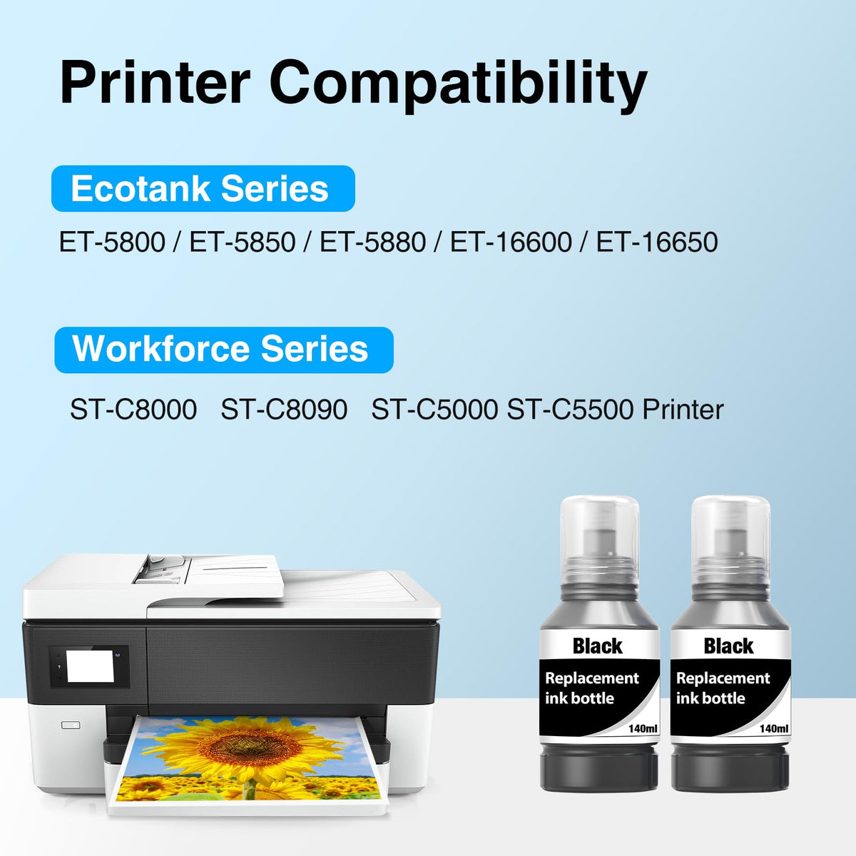 Compatible Ink Refill Bottles Replacement for Epson 542 Ink Black