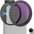 67mm Clip On Variable ND2-ND32 Phone Lens Filter Kit, Phone Clip with Magnetic Adapter Ring/Cold Shoe/Locking Knob