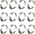 Hose Clamp, 12 Pack Stainless Steel Worm Gear fuel line hose clamps, 21-38mm (3/4-1-1/2 inch)