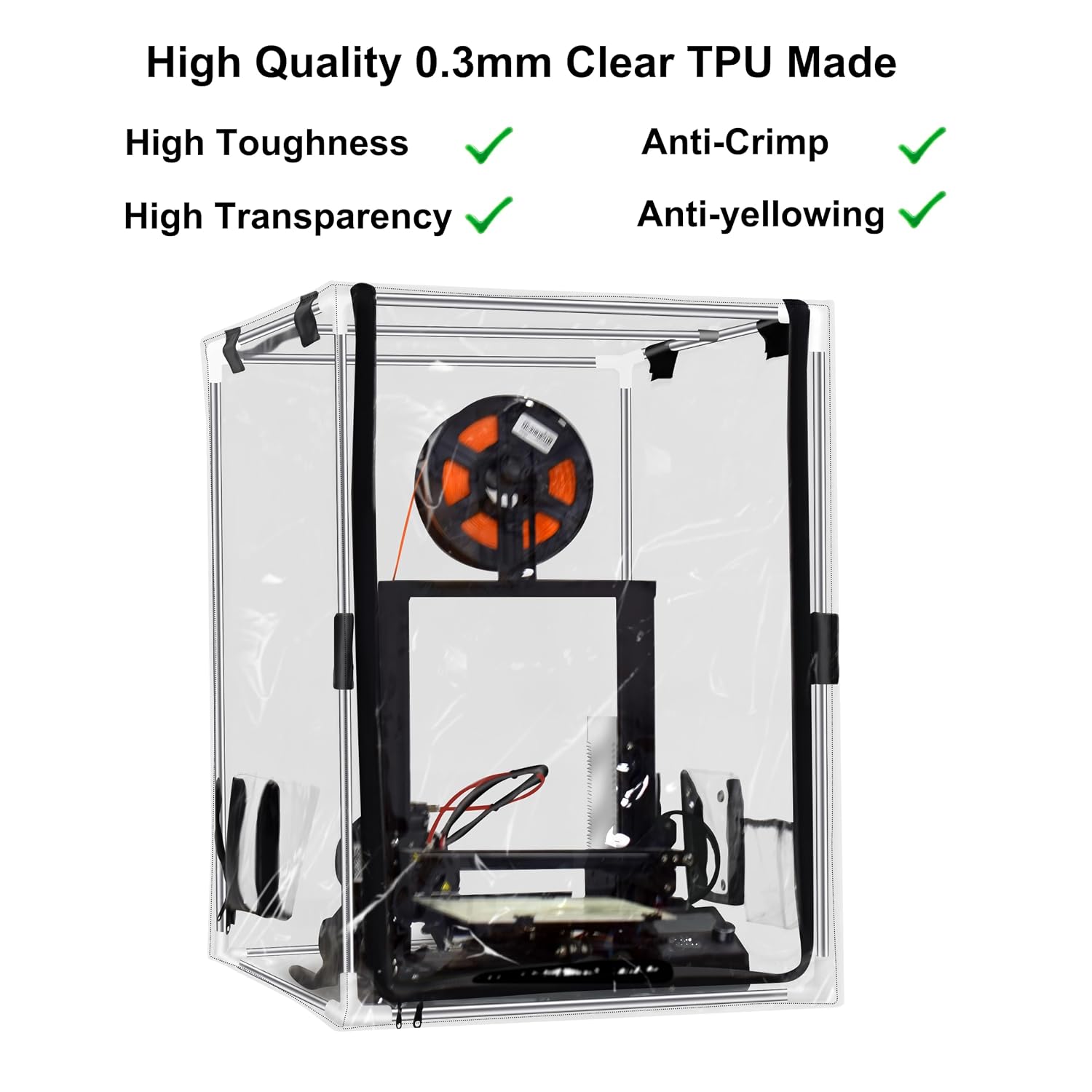 Transparent Enclosure for 3D Printer Resin Printer Enclosure Clear TPU Protective Cover Dustproof Tent With