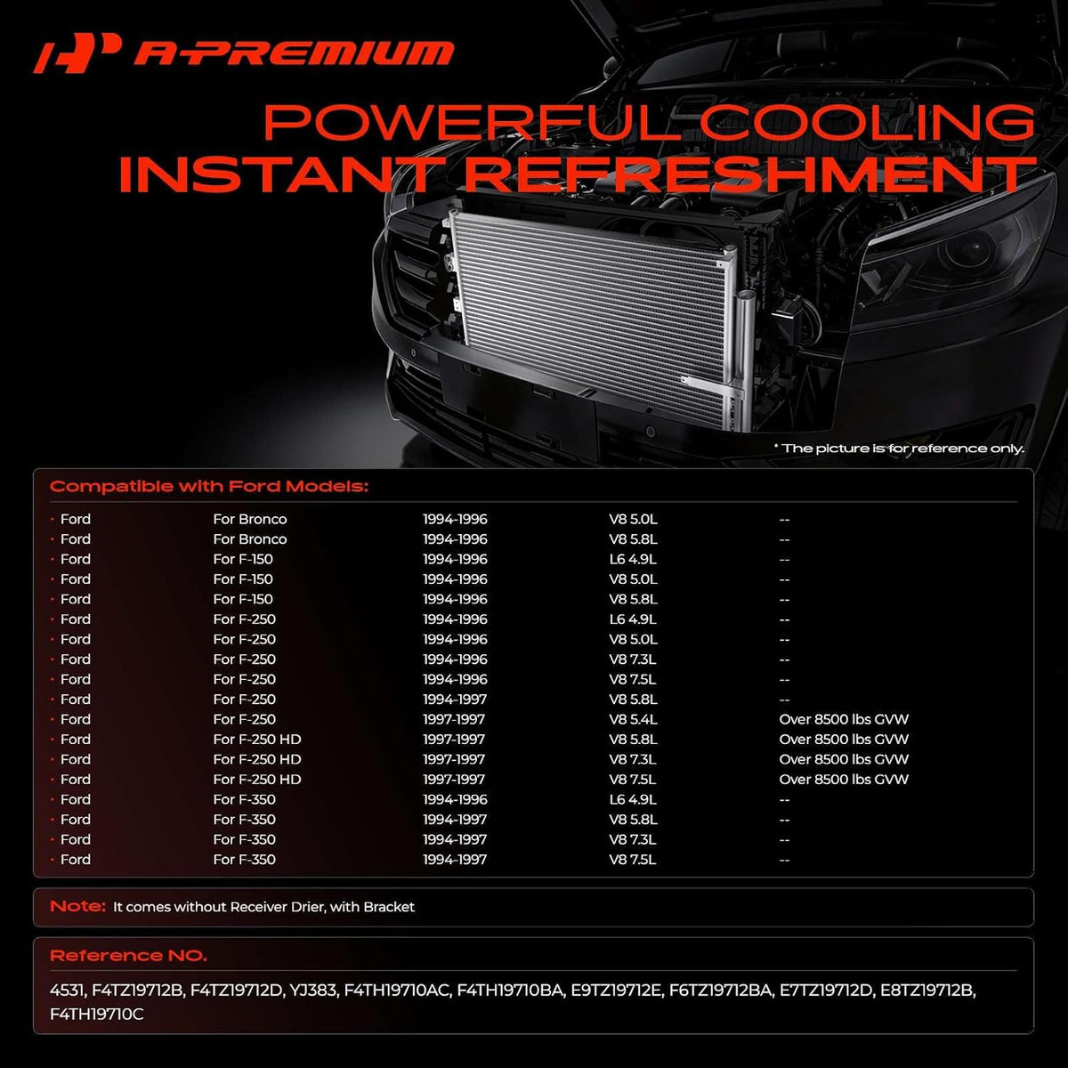 A-Premium Air Conditioning Condenser Compatible with Ford