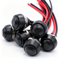 Twidec/6Pcs 12mm Momentary Push Button Switch 1/2" Mounting Hole On Off Mini Round Waterproof Black with Pre-soldered Wires PBS-33B-BK-X