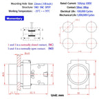 2Pcs 10Amp 22MM Momentary Push Button Switch Blue 1NO 1NC SPDT Metal Button IP65 Waterproof 7/8" Hole