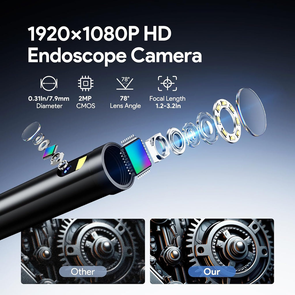 DEPSTECH Endoscope Camera with Light, Dual Lens Inspection Borescope 16.5FT