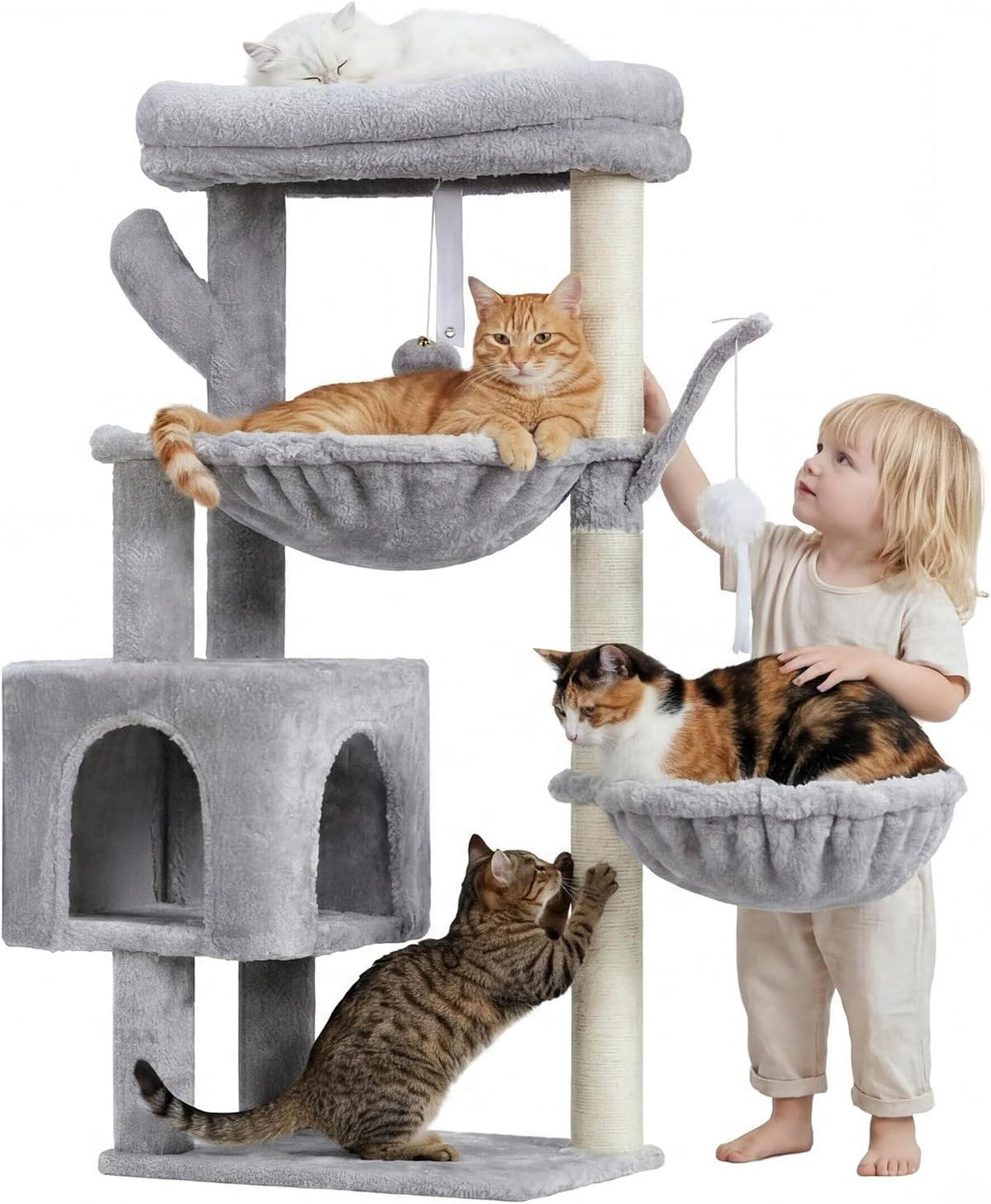 Cat Tree, 39" Tower with All-Sisal Wrapped Scratching Post HCT006SW