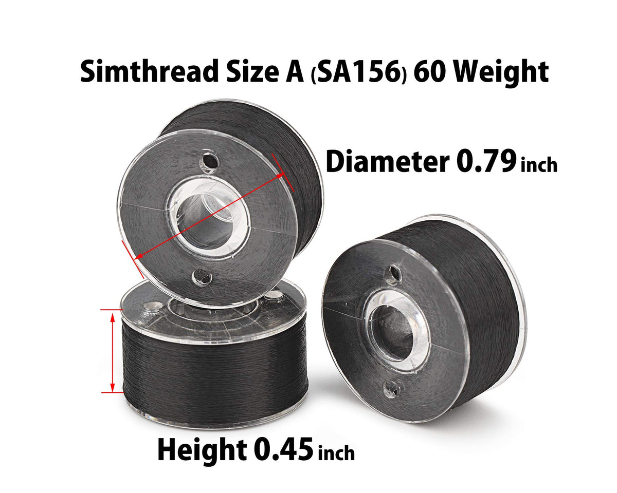 144pcs Size A SA156 Embroidery Prewound Bobbin Thread - Black