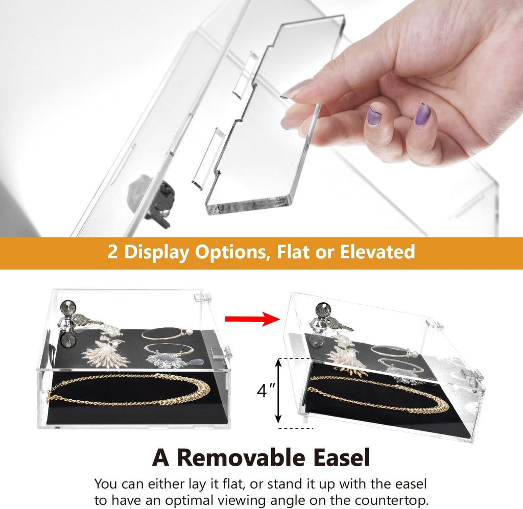 Lockable Premium Acrylic Display Cases for Collectibles with a Luxurious Removable Pad, Ideal for Showcasing