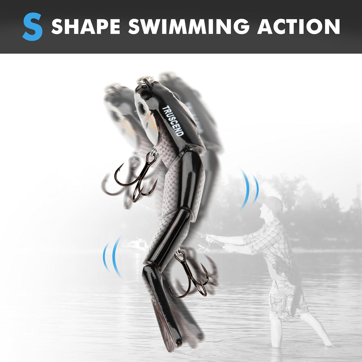 Swimmax Easy Catch Fishing Lures with BKK Hooks, Wiggling, Vibrating, Rattling and Gurgling for More Bite, Heavy-Duty