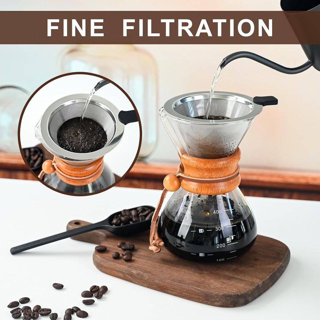 Pour Over Coffee Maker with Stainless Steel Filter Pour Over Coffee Dripper | Pour Over Coffee13.5 OZ, Drip Coffee