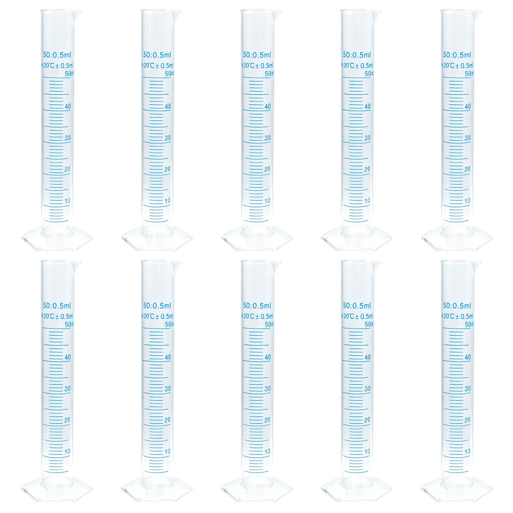 10 Pcs Plastic Graduated Measuring Cylinder 50ml, Lab Supplies