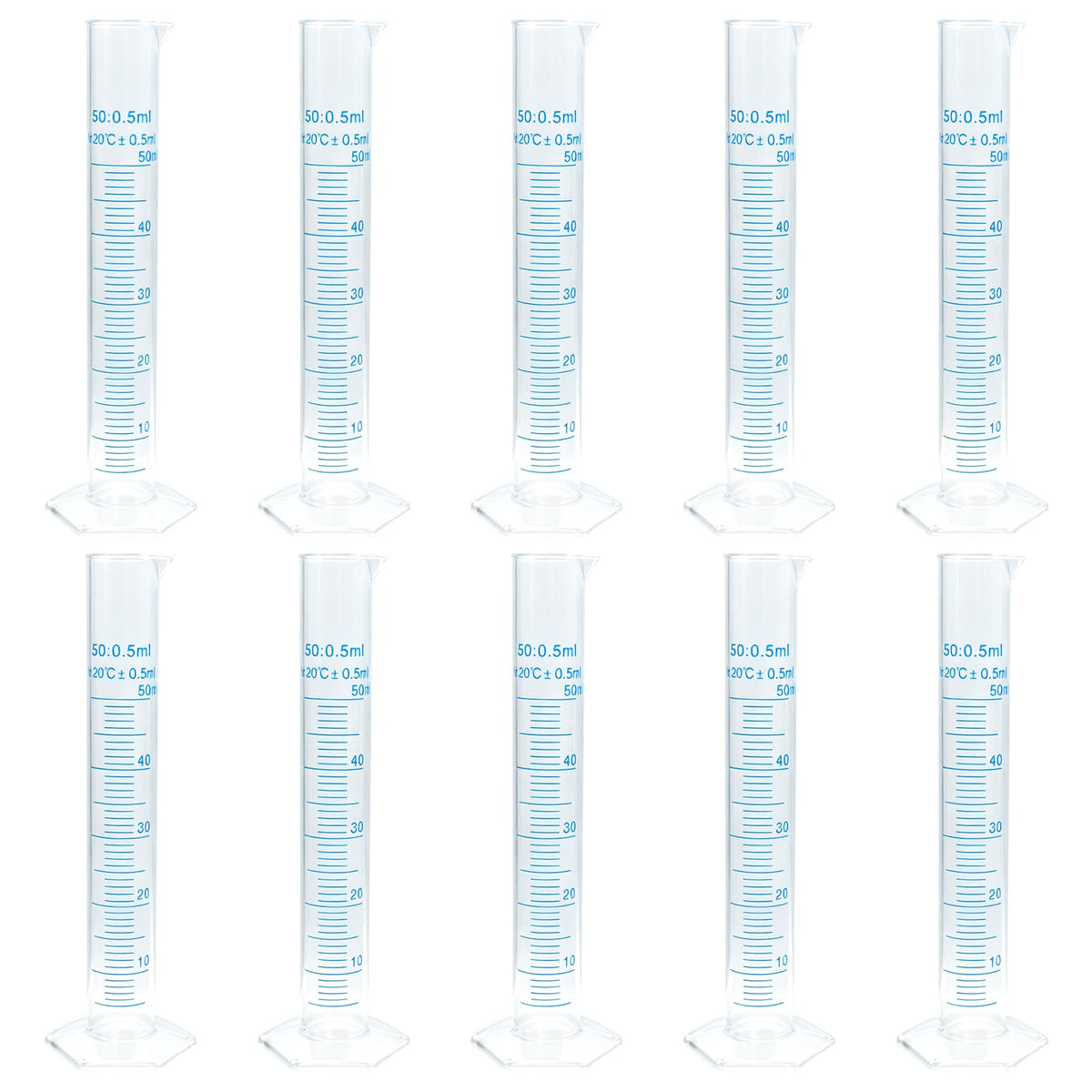 10 Pcs Plastic Graduated Measuring Cylinder 50ml, Lab Supplies