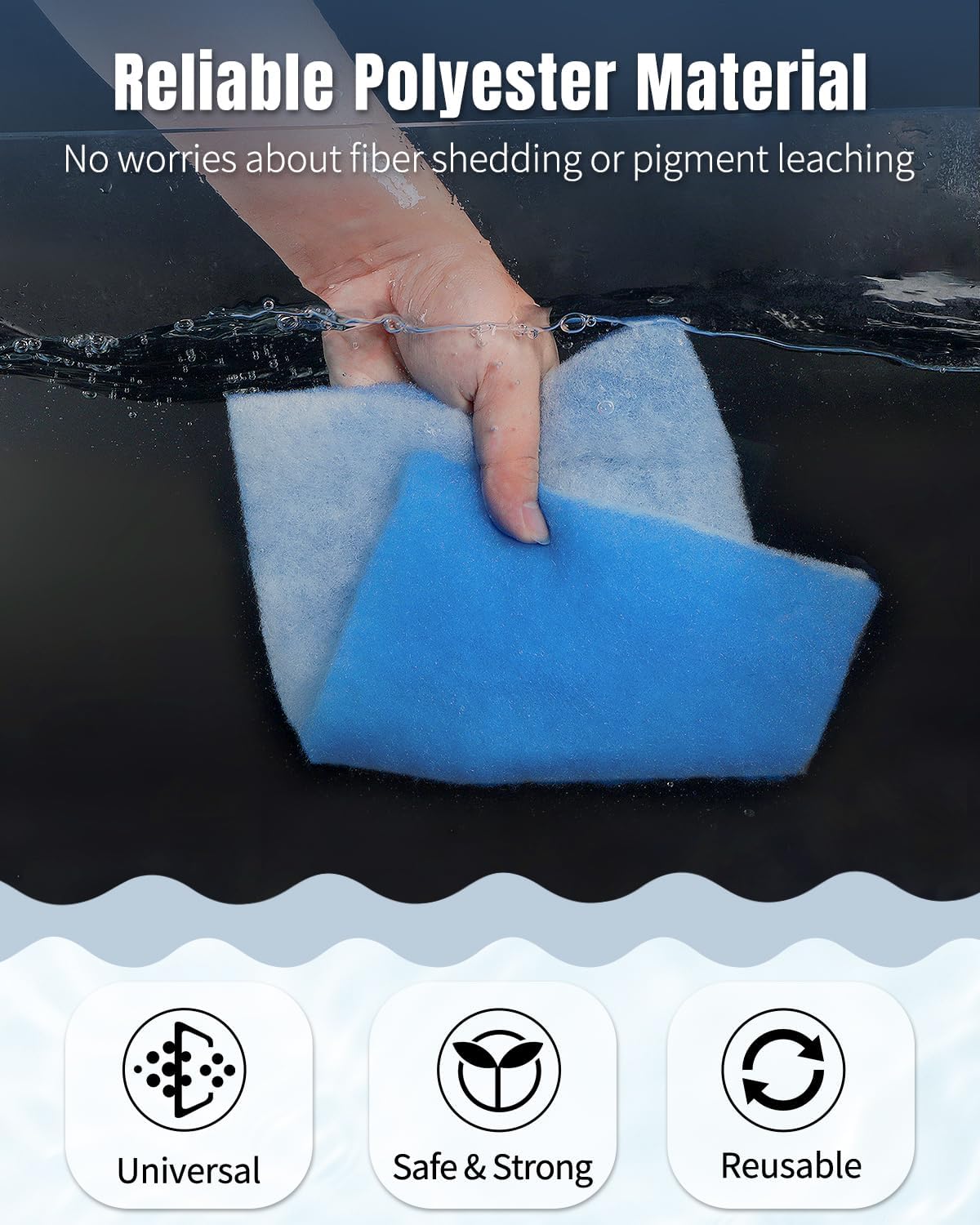 Aquarium Filter Floss Roll, 79 x 12 x 1.2 Inch Cuttable Aquarium Filter Pad, Blue and White Aquarium Filter Media
