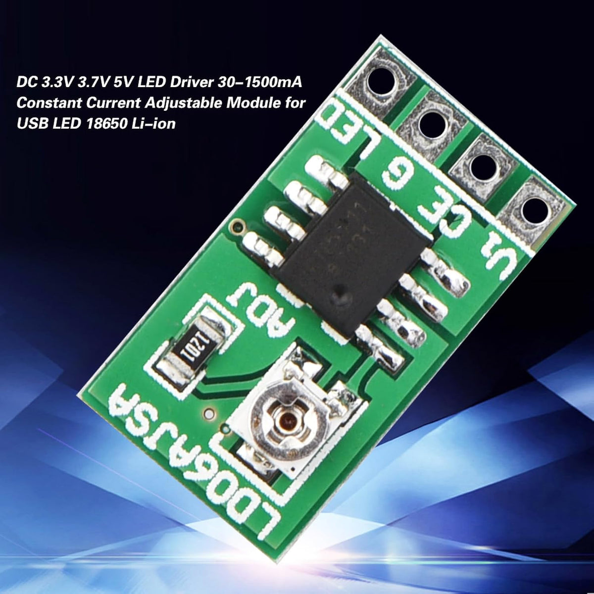 Adjustable Current LED Driver, DC 3.3V 3.7V 5V LED Driver 30-1500mA Constant Current Adjustable Module for LED Li-ion