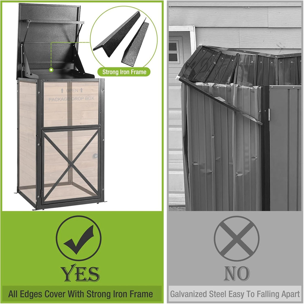 Large Package Delivery Boxes for Outside,Strong Metal Frame Large Parcel Drop Box with Combination Lockable, Secure