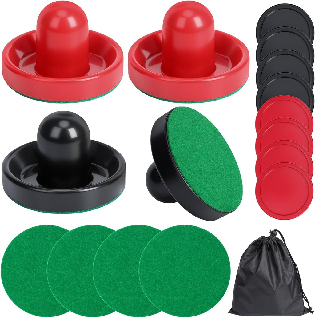 Air Hockey Paddles and Pucks, Air Hockey Pushers with Nylon Storage Bag, Goal Handles Paddles Replacement Accessories