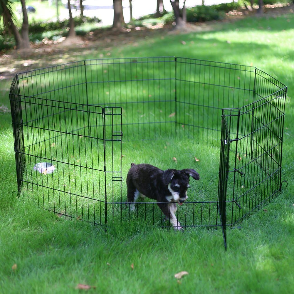 Dog Pen Pet Playpen Dog Fence Indoor Foldable Metal Wire Exercise Puppy Play Yard Pet Enclosure Outdoor 8 Panels 24