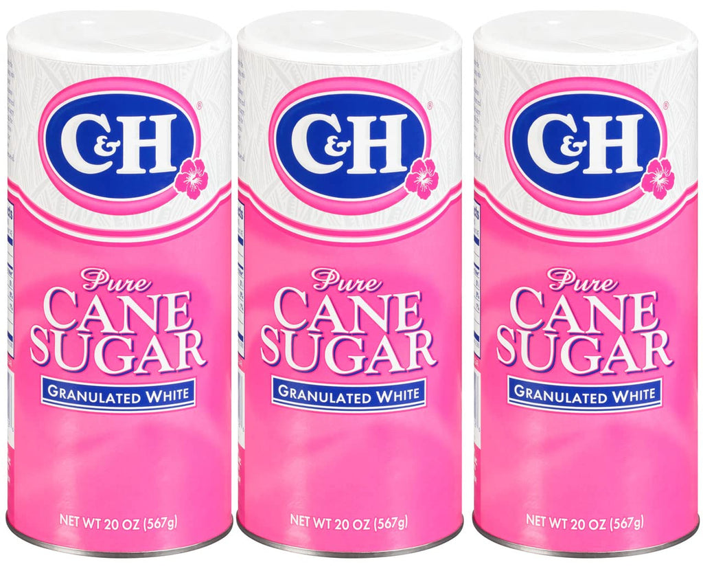 Premium Pure Cane Granulated Sugar, 20 oz Canister, 3 Pack