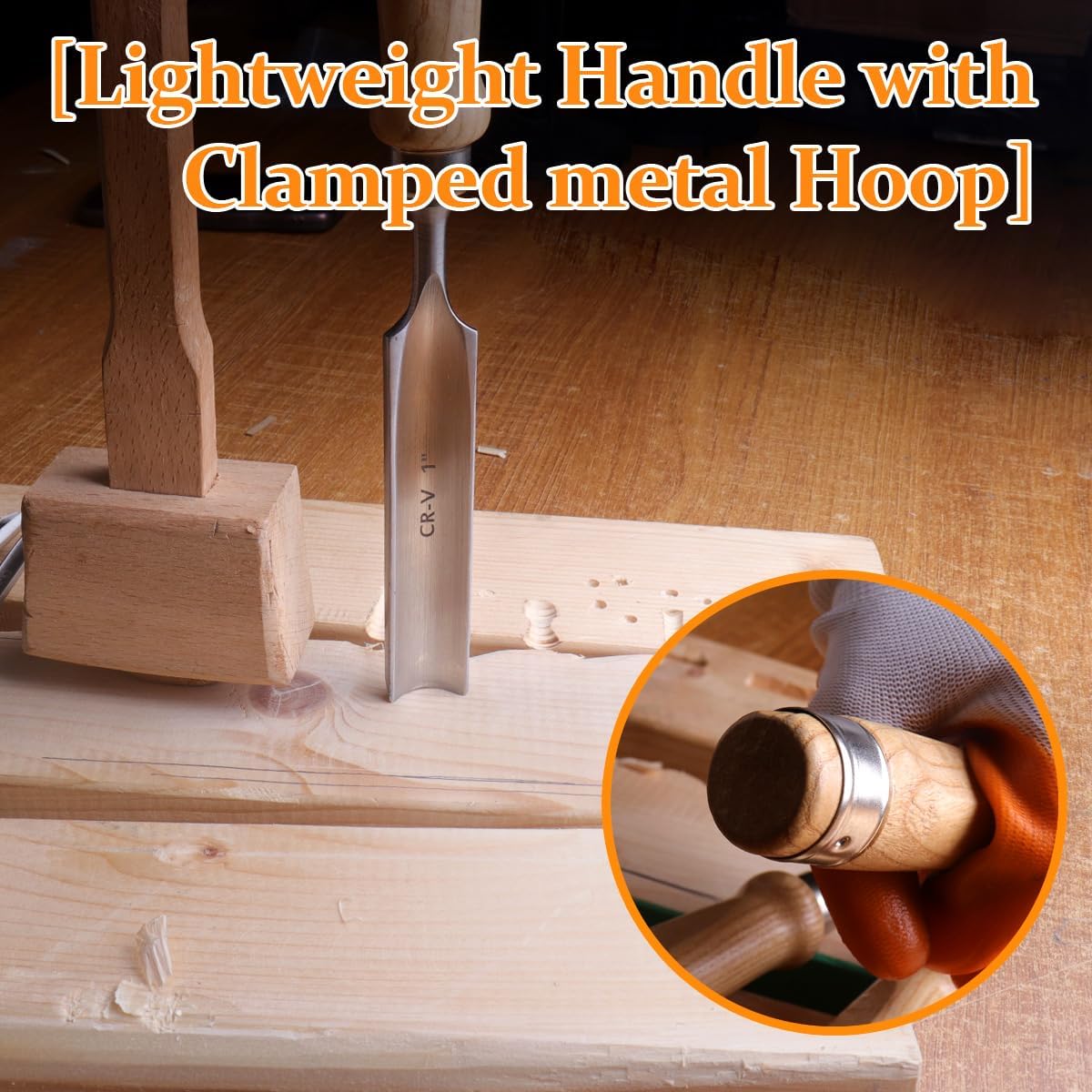 4 Pieces Wood Chisel Set for Woodworking, Professional Wood Chisel Tool Carpenter Gouge CR-V Steel Semi-Circular Edge