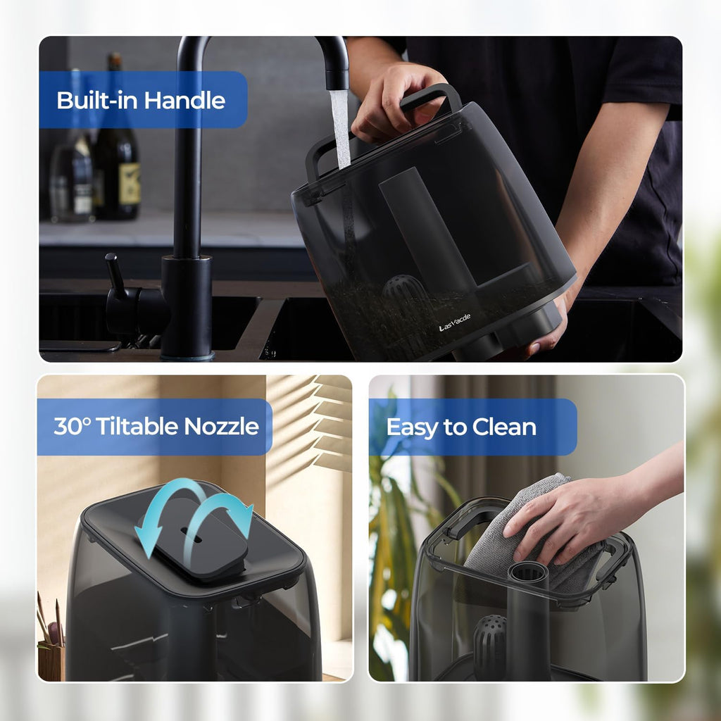 Top Fill Humidifiers for Bedroom, 4.0L Tank Cool Mist Humidifiers for Large Room, 30H Runtime, 28dB Quiet Ultrasonic