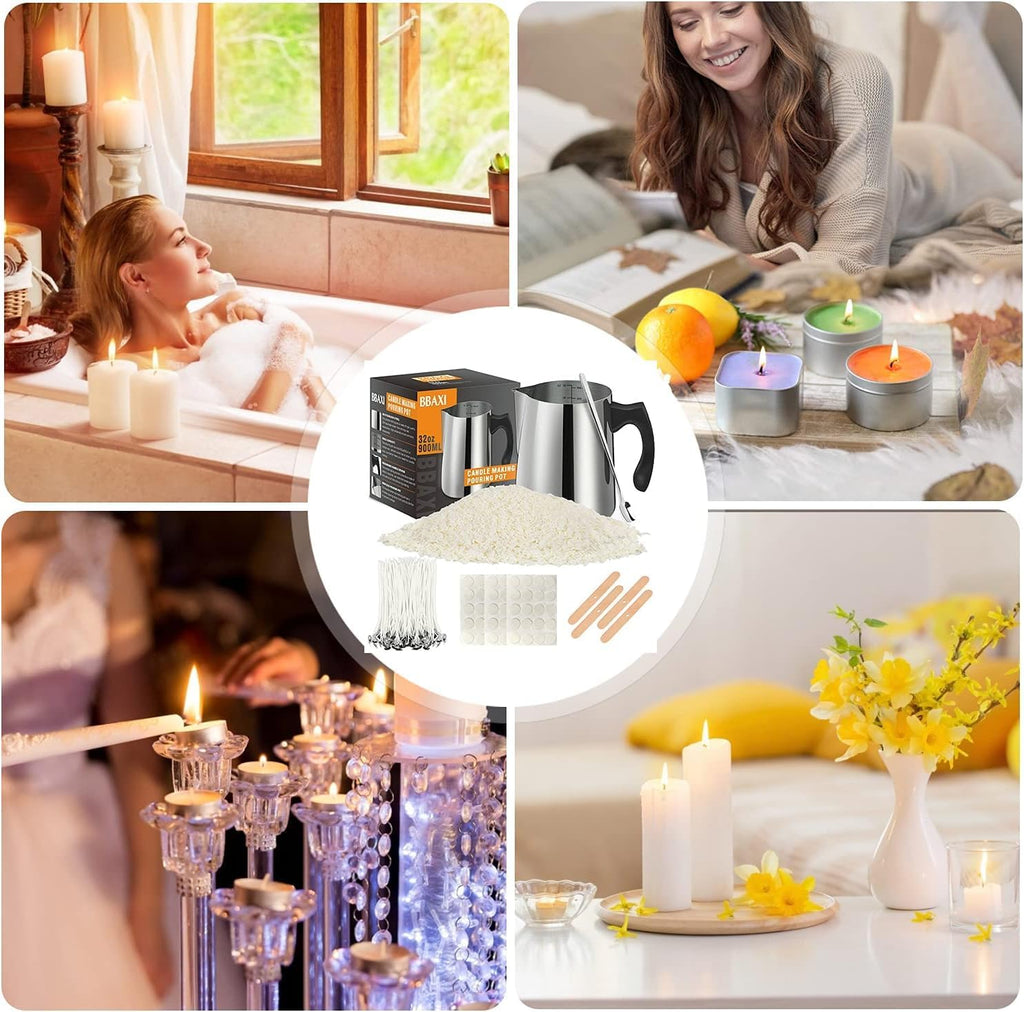 Candle Making Kit - 32oz Pouring Pot, 16oz Soy Wax Candle Making | Candle Making Kit for Home Decor&Gift,Contains soy