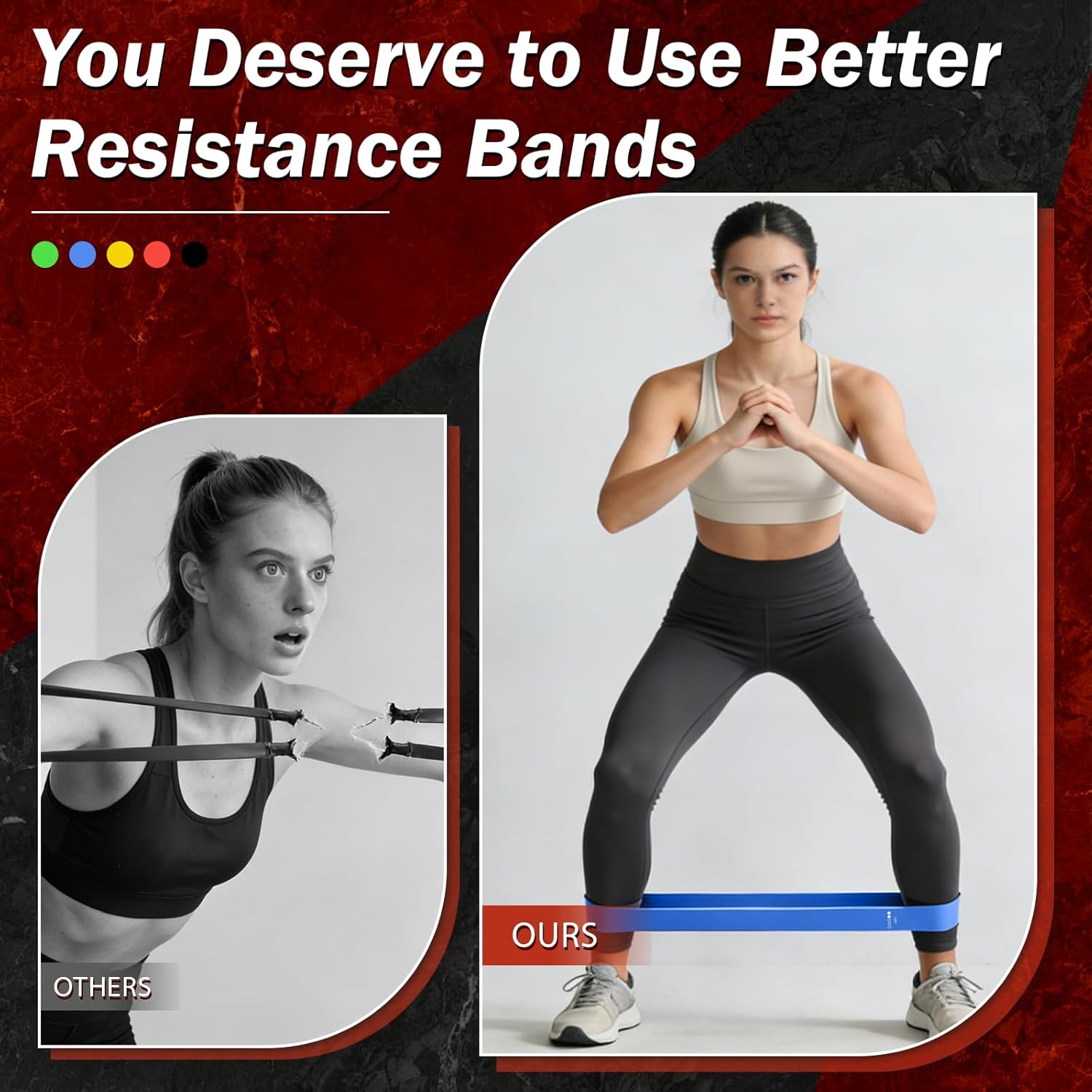 Resistance Bands for Working Out, 5 Levels Resistance Exercise Bands with Woven Bag, Bands for Working Out Women Men