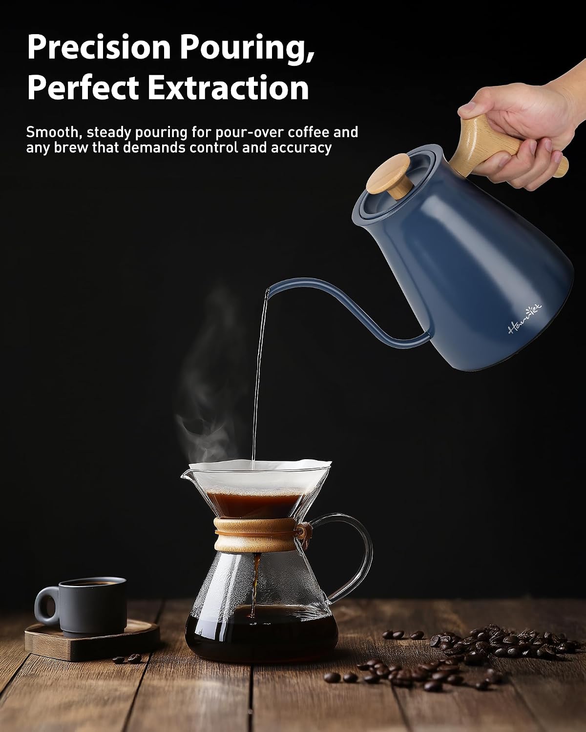 Gooseneck Electric Kettle, 0.8L, 1°F Control, Brew Timer | 120-Min Keep Warm, 104–203°F Control, Built-In Brew Timer