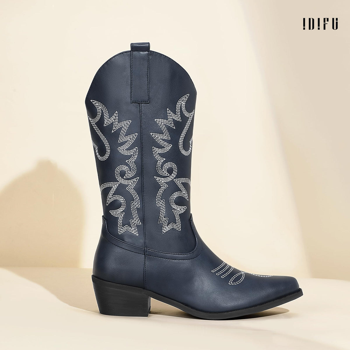 Navy Blue Cowboy Cowgirl Western Boots for Women Mid Calf