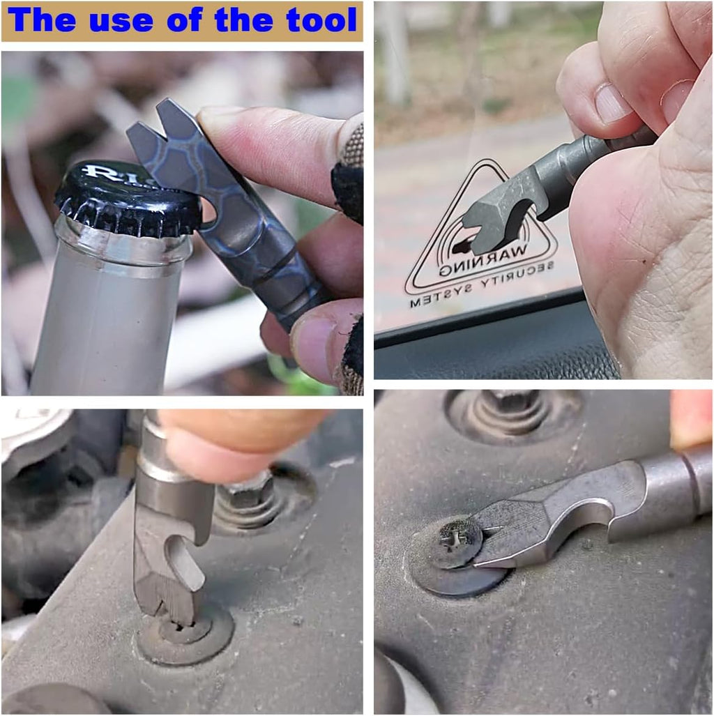 Titanium EDC Pry Bar with Bottle Opener Screwdriver Function Portable Pry Tool by LIPOUD (Flame titanium)