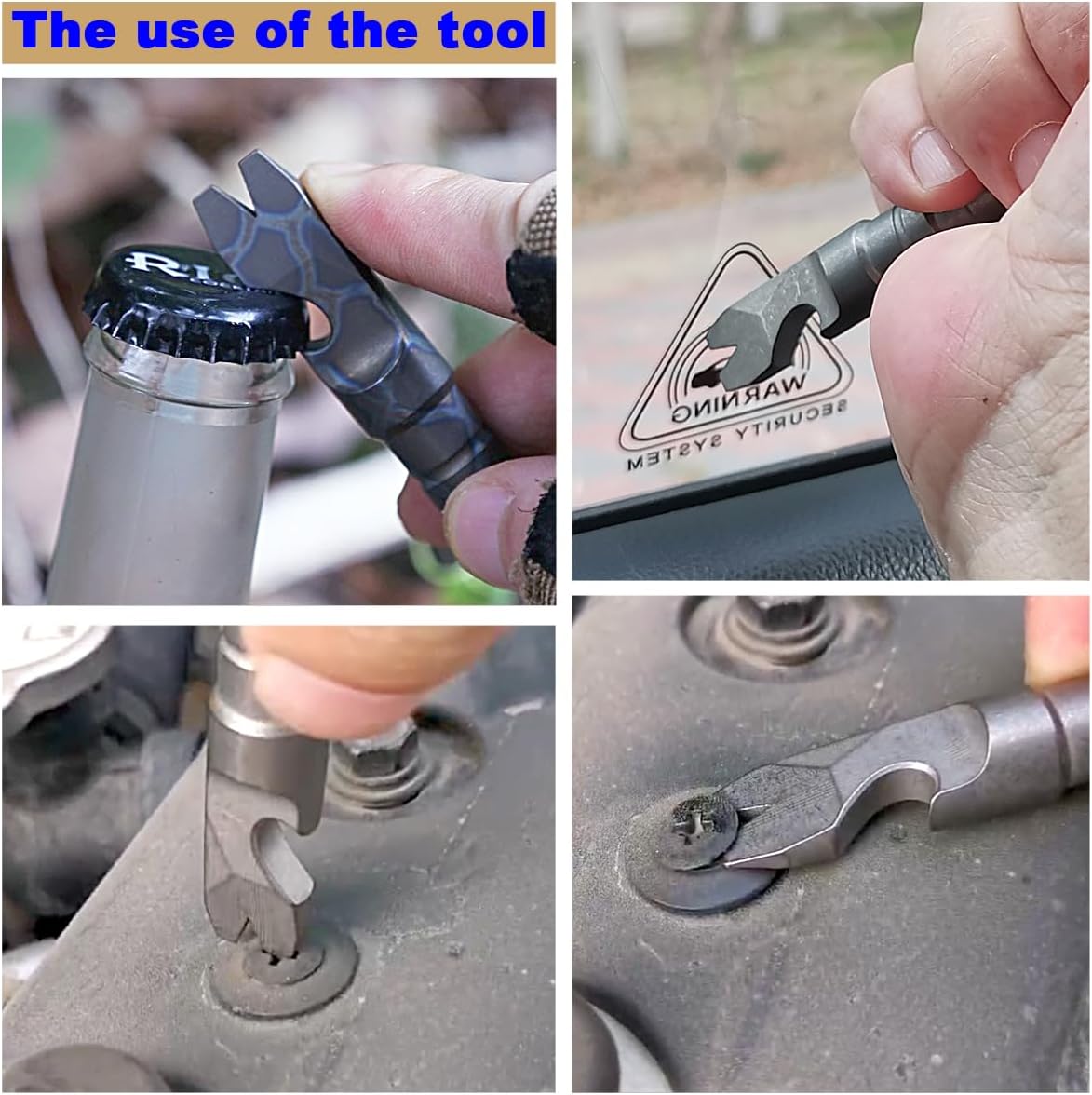 Titanium EDC Pry Bar with Bottle Opener Screwdriver Function Portable Pry Tool by LIPOUD (Flame titanium)