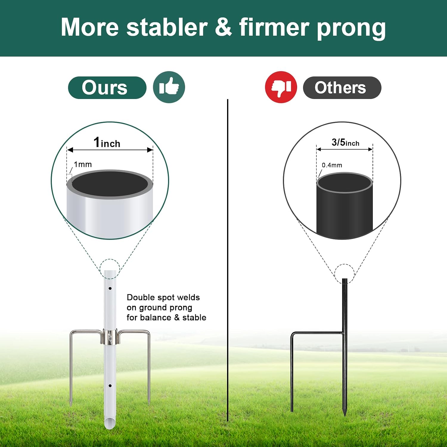 Yard Flag Pole for Outside Ground - 8.5 ft Tangle Free Heavy Duty Flag Pole Kit with 2 Anti-Tip Prong Base,Portable