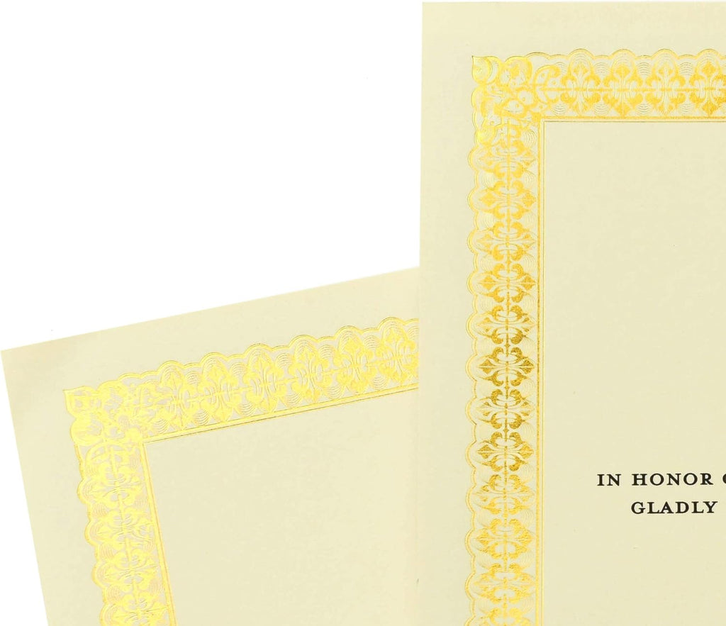 Gold Foil Certificate Paper, Parchment Design, 80lb 8.5” x 11”, 15 Count & Certificate Kit, Includes 6 8.5" x 11"