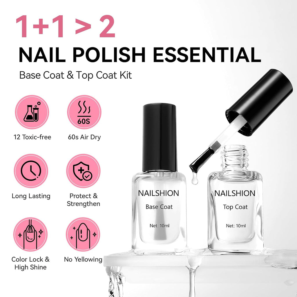 Base Coat and Top Coat, Quick Dry Nail Strengthening No Need Lamp
