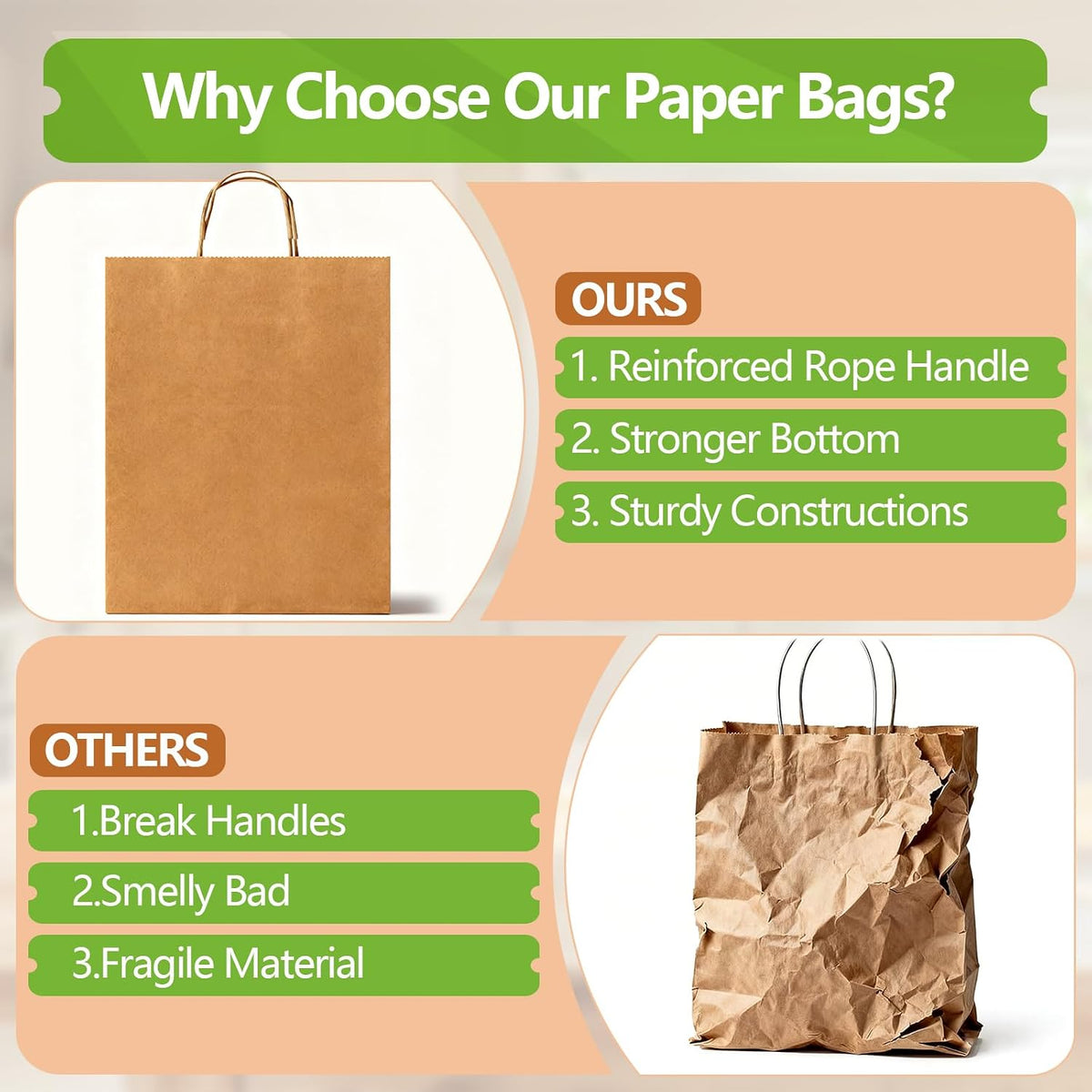 Brown Paper Bags with Handles 12x16x7 inch,25 Pack