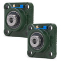 XIKE 2 Pcs UCF201 Bore 12 mm Pillow Block Square Flange Mounted Ball Bearings.