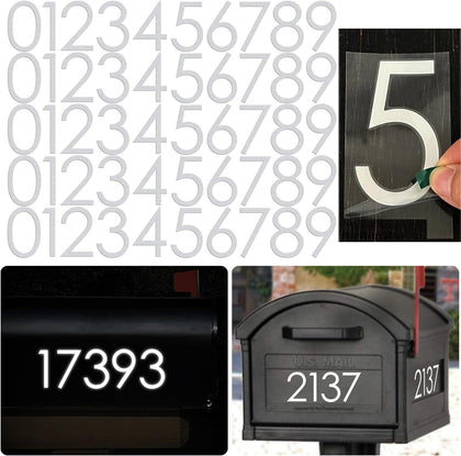 Reflective Mailbox Numbers Sticker Decal Die Cut Classic Style Vinyl Number 2" Self Adhesive 5 Sets for Mailbox