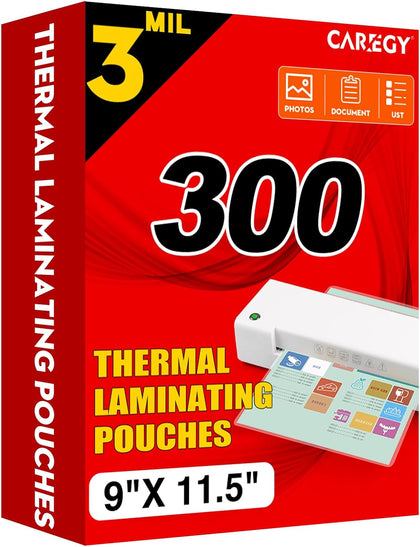 Thermal Laminating Pouches, 300 Pack Laminating Sheets, 3 Mil | 9 x 11.5 Inches Lamination Sheet Paper for Laminator