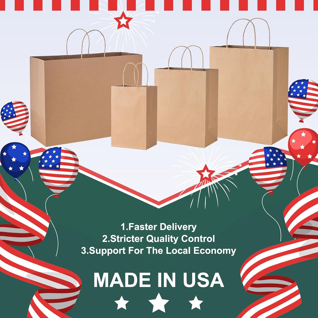 Large Brown Paper Bags With Handles 16x6x12 Inch 25 Pack