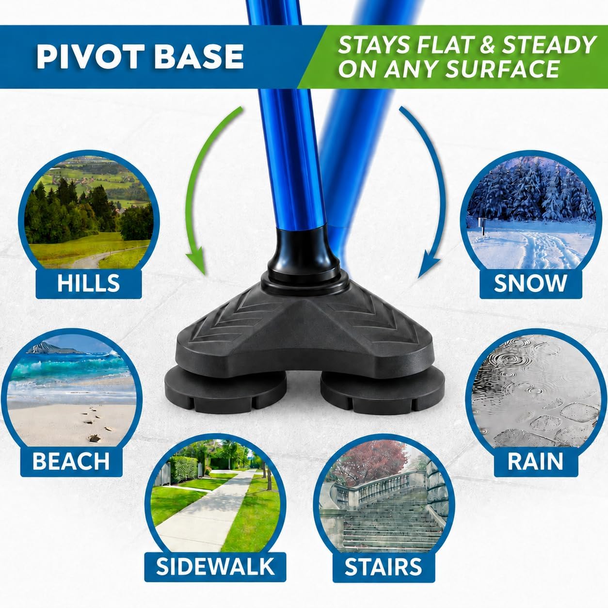 Walking Cane for Men & Women Foldable, Adjustable, Heavy Duty, Free Standing, All Terrain, Collapsible Walking Sticks