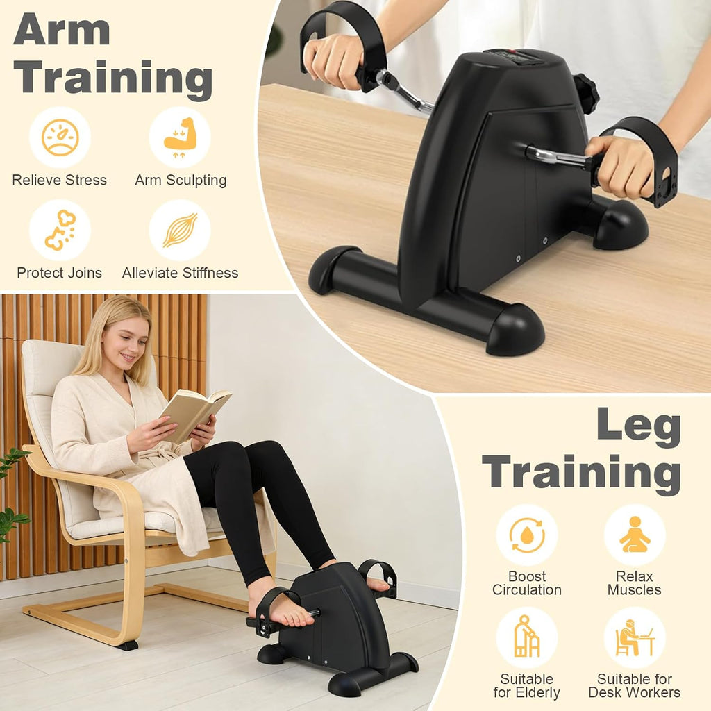 Mini Exercise Bike, Portable Under Desk Pedal Exerciser, Arm & Leg Trainer
