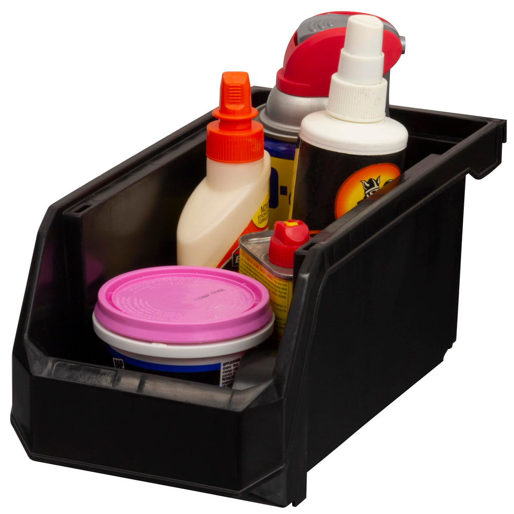 Medium Stackable Plastic Storage Bins, 8-Pack, Black