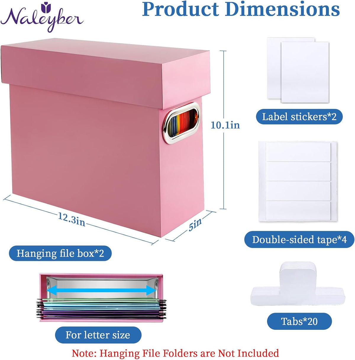 File Organizer Box with Lid & Handle, Thickened Cardboard Hanging File Folder Storage Boxes for Letter Size, Portable